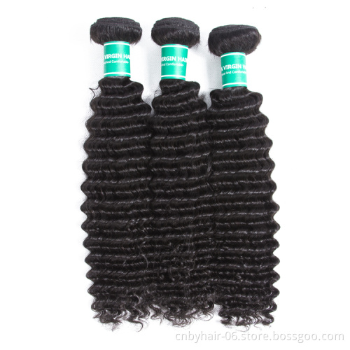 Human Hair Extension Mink Cuticle Aligned Raw Brazilian Virgin Deep Curly Hair Bundles With Frontal Closure
